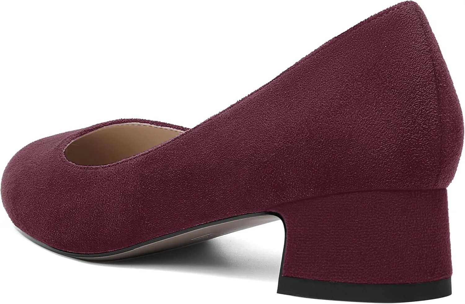 SHOWFOREST Womens Dress Solid Business Suede Round Toe Slip On Chunky Low Heel Pumps Shoes 1.5 Inch