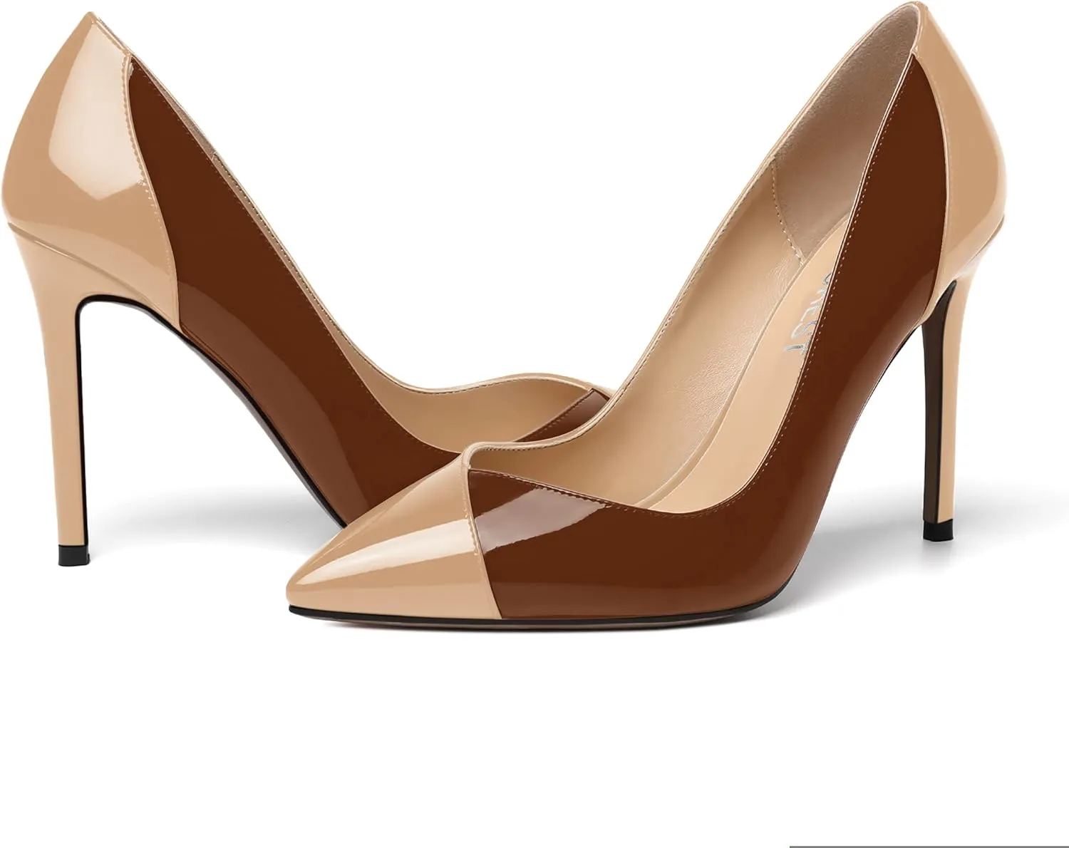 SHOWFOREST Women's Patent Slip On Pointed Toe Solid Dating Sexy Slim Stiletto High Heel Pumps Shoes 4 Inch