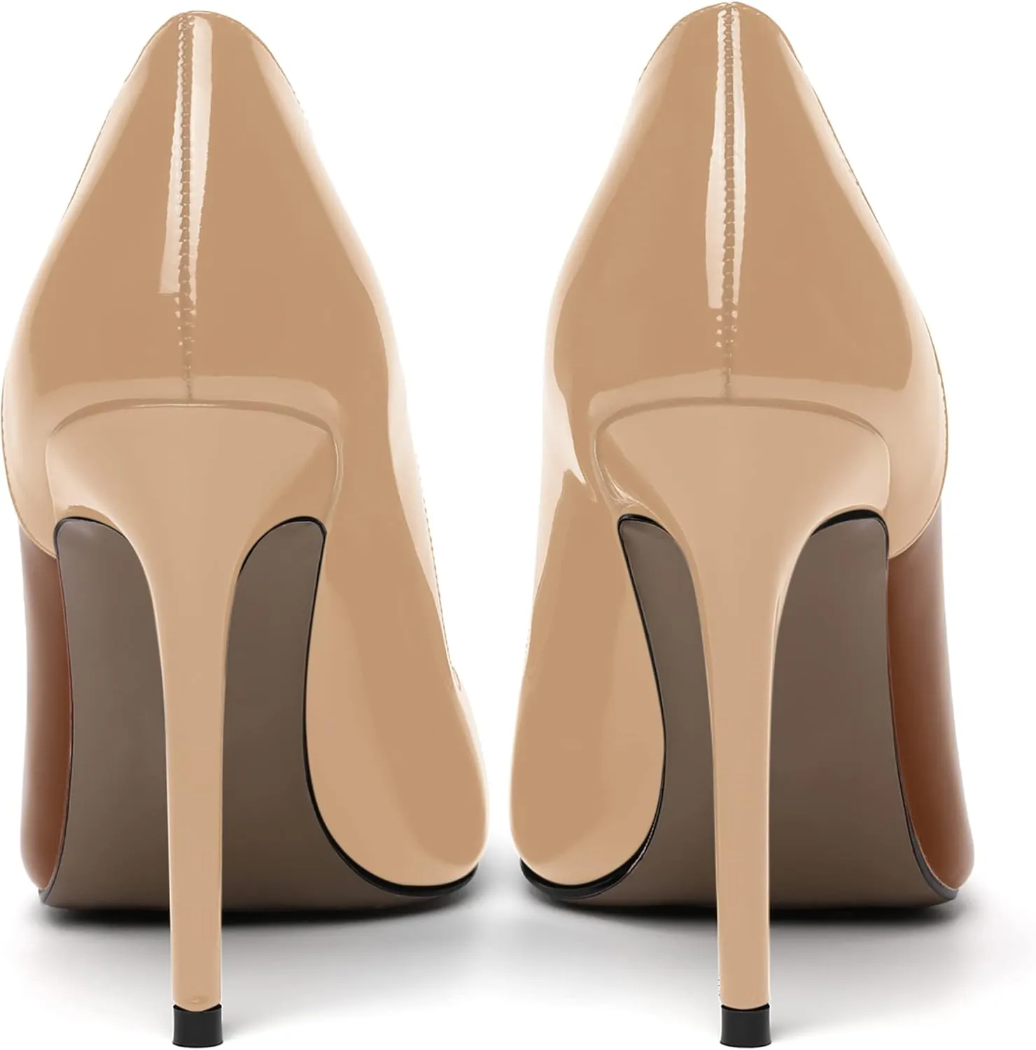 SHOWFOREST Women's Patent Slip On Pointed Toe Solid Dating Sexy Slim Stiletto High Heel Pumps Shoes 4 Inch