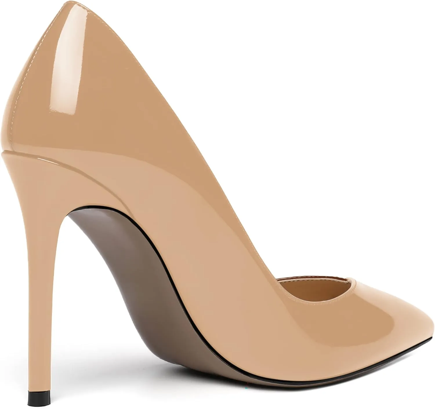SHOWFOREST Women's Patent Slip On Pointed Toe Solid Dating Sexy Slim Stiletto High Heel Pumps Shoes 4 Inch