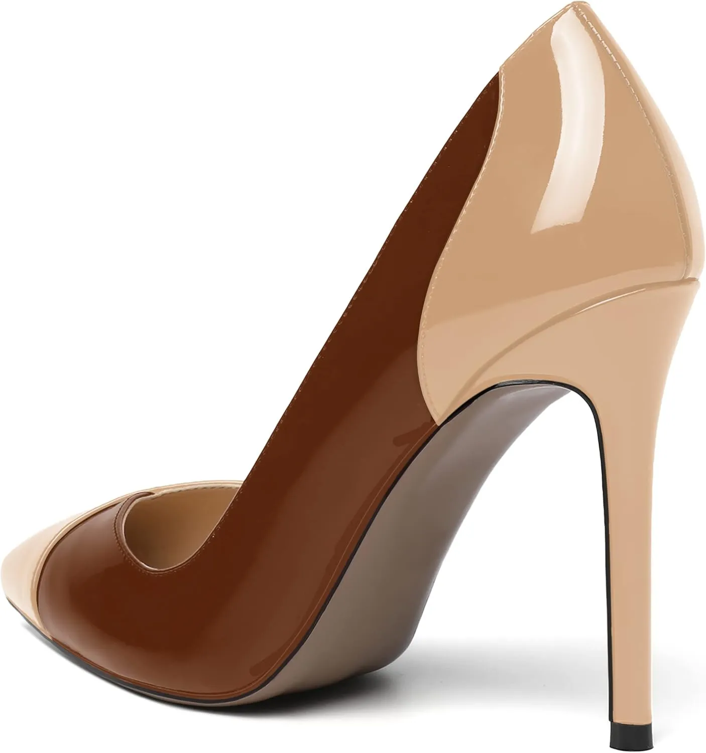 SHOWFOREST Women's Patent Slip On Pointed Toe Solid Dating Sexy Slim Stiletto High Heel Pumps Shoes 4 Inch