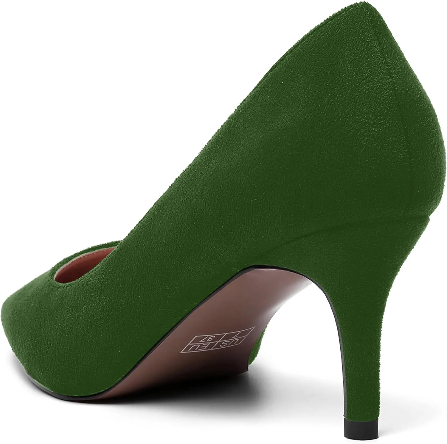 SHOWFOREST Womens Slim Suede Slip On Sexy Bridal Square Toe Solid Stiletto Mid Heel Pumps Shoes 2.5 Inch
