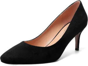 SHOWFOREST Womens Slim Suede Slip On Sexy Bridal Square Toe Solid Stiletto Mid Heel Pumps Shoes 2.5 Inch