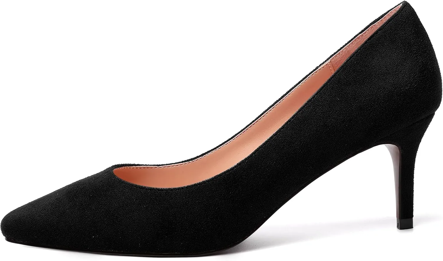 SHOWFOREST Womens Slim Suede Slip On Sexy Bridal Square Toe Solid Stiletto Mid Heel Pumps Shoes 2.5 Inch