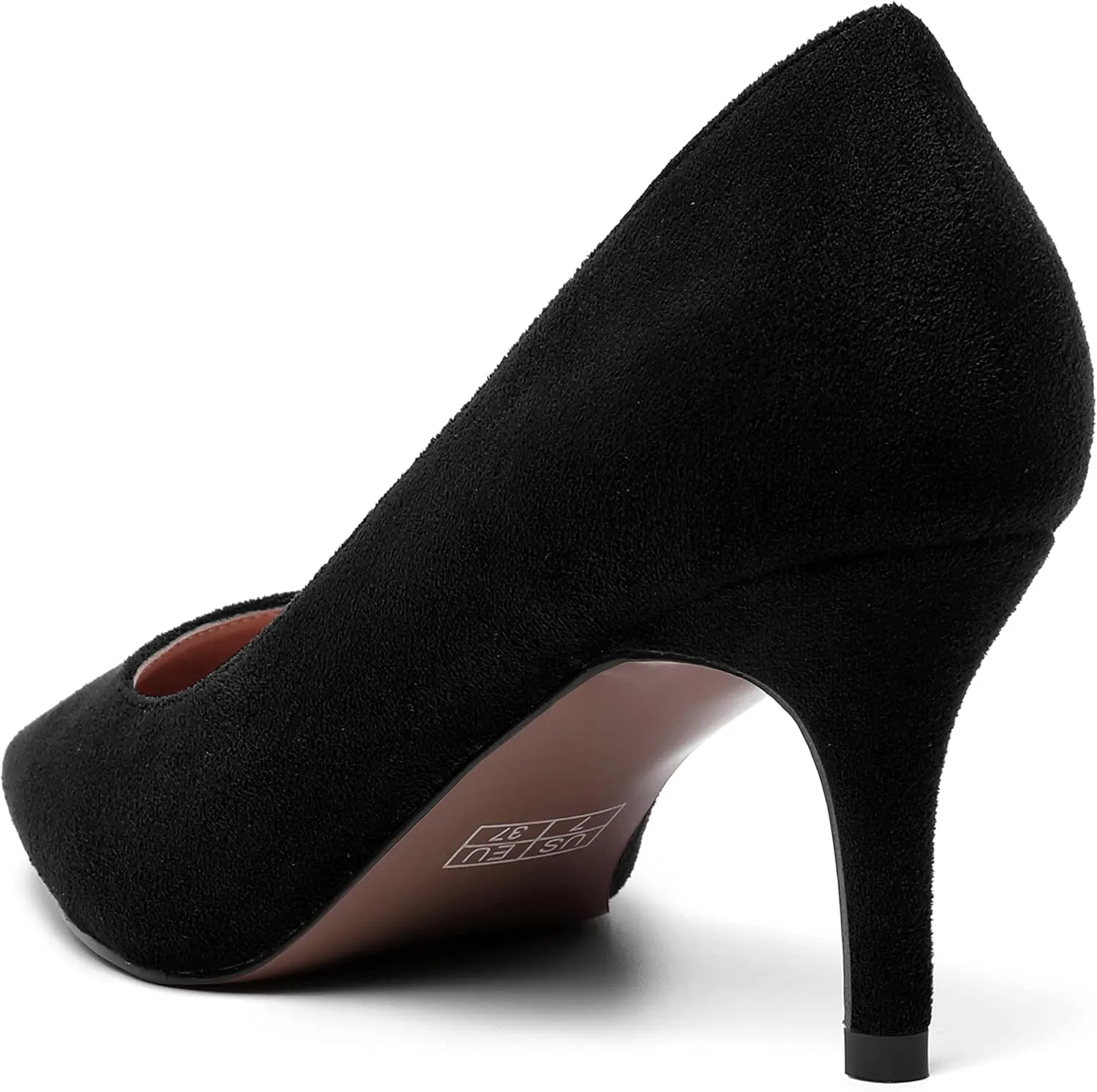 SHOWFOREST Womens Slim Suede Slip On Sexy Bridal Square Toe Solid Stiletto Mid Heel Pumps Shoes 2.5 Inch