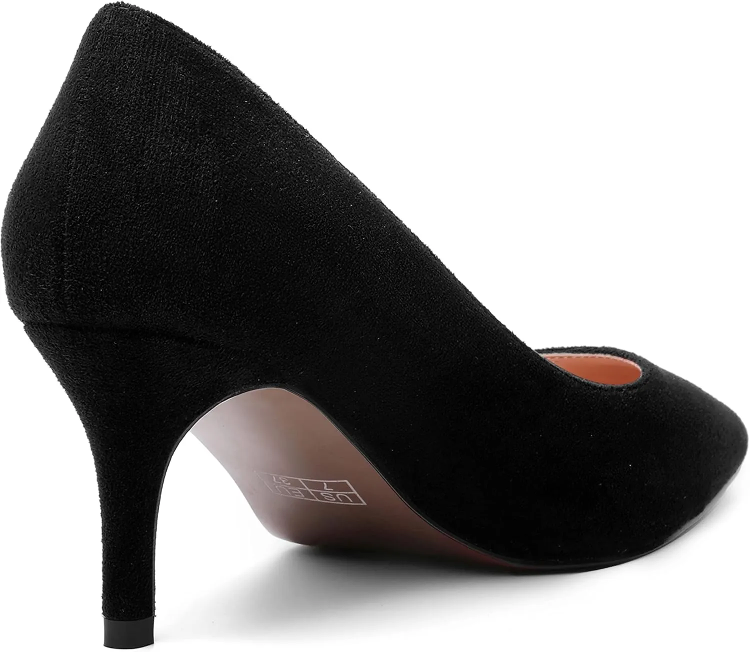 SHOWFOREST Womens Slim Suede Slip On Sexy Bridal Square Toe Solid Stiletto Mid Heel Pumps Shoes 2.5 Inch