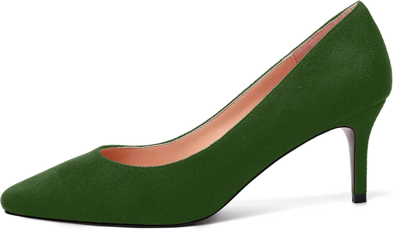 SHOWFOREST Womens Slim Suede Slip On Sexy Bridal Square Toe Solid Stiletto Mid Heel Pumps Shoes 2.5 Inch