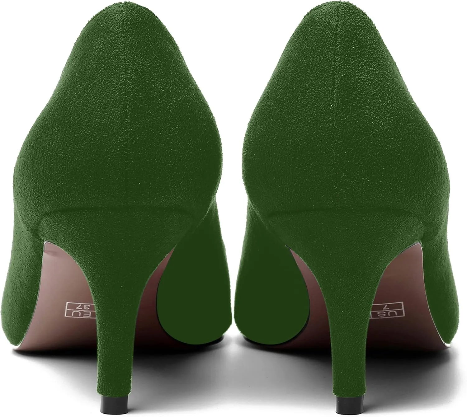 SHOWFOREST Womens Slim Suede Slip On Sexy Bridal Square Toe Solid Stiletto Mid Heel Pumps Shoes 2.5 Inch