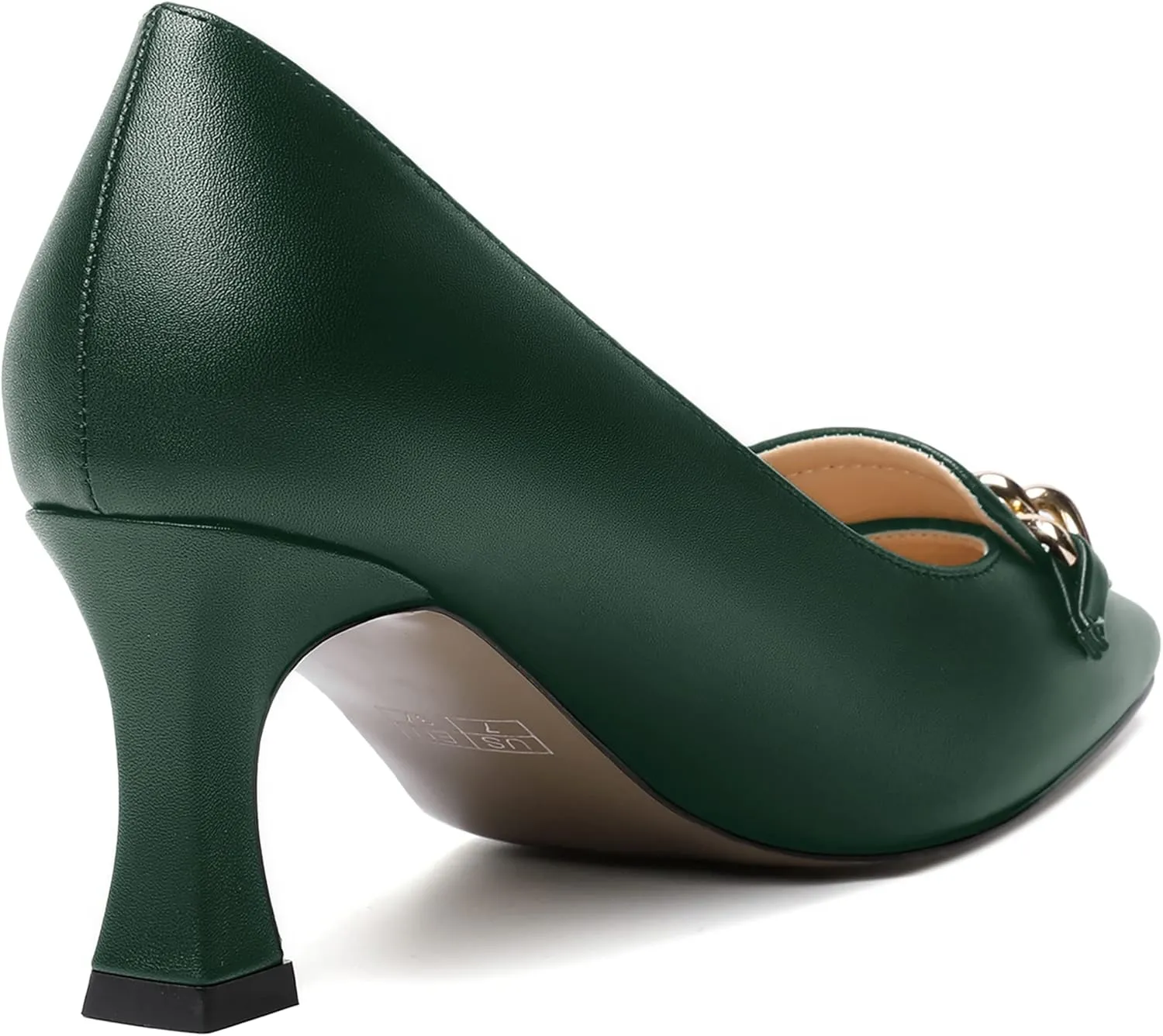 SHOWFOREST Womens Slip On Solid Square Toe Fashion Matte Metal Business Spool Mid Heel Pumps Shoes 2.5 Inch