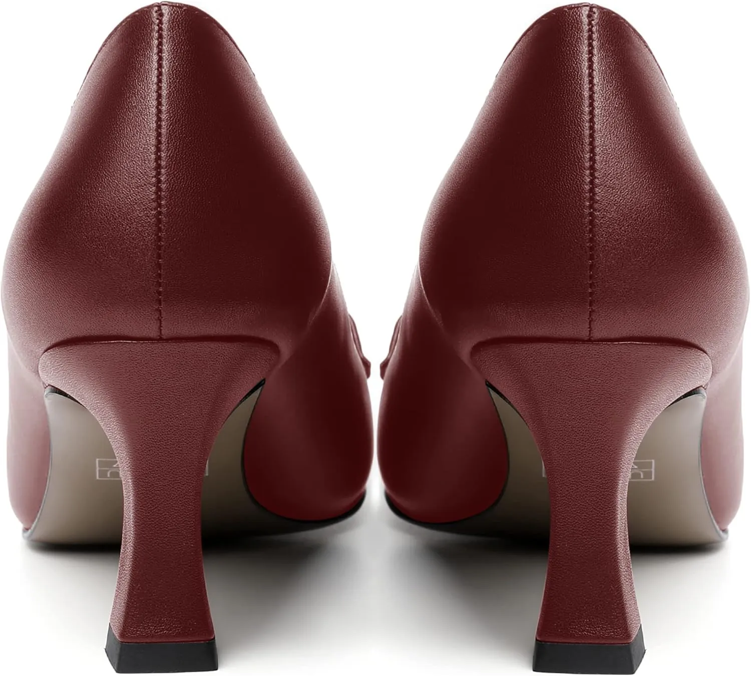 SHOWFOREST Womens Slip On Solid Square Toe Fashion Matte Metal Business Spool Mid Heel Pumps Shoes 2.5 Inch