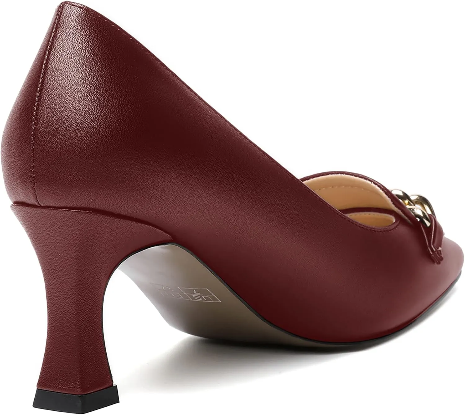 SHOWFOREST Womens Slip On Solid Square Toe Fashion Matte Metal Business Spool Mid Heel Pumps Shoes 2.5 Inch
