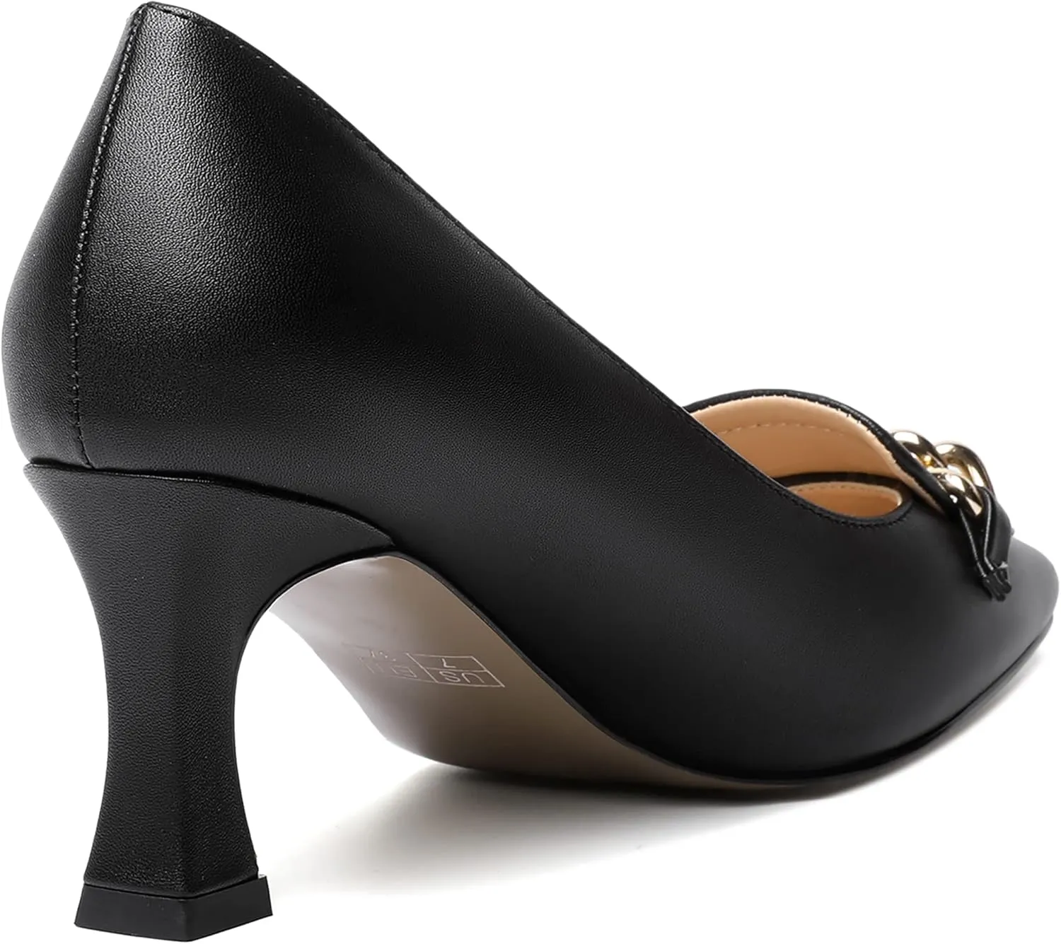 SHOWFOREST Womens Slip On Solid Square Toe Fashion Matte Metal Business Spool Mid Heel Pumps Shoes 2.5 Inch