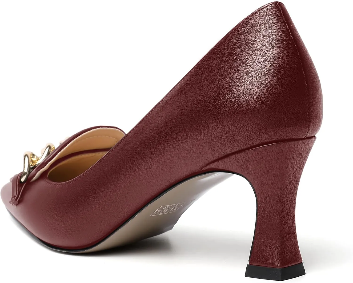 SHOWFOREST Womens Slip On Solid Square Toe Fashion Matte Metal Business Spool Mid Heel Pumps Shoes 2.5 Inch