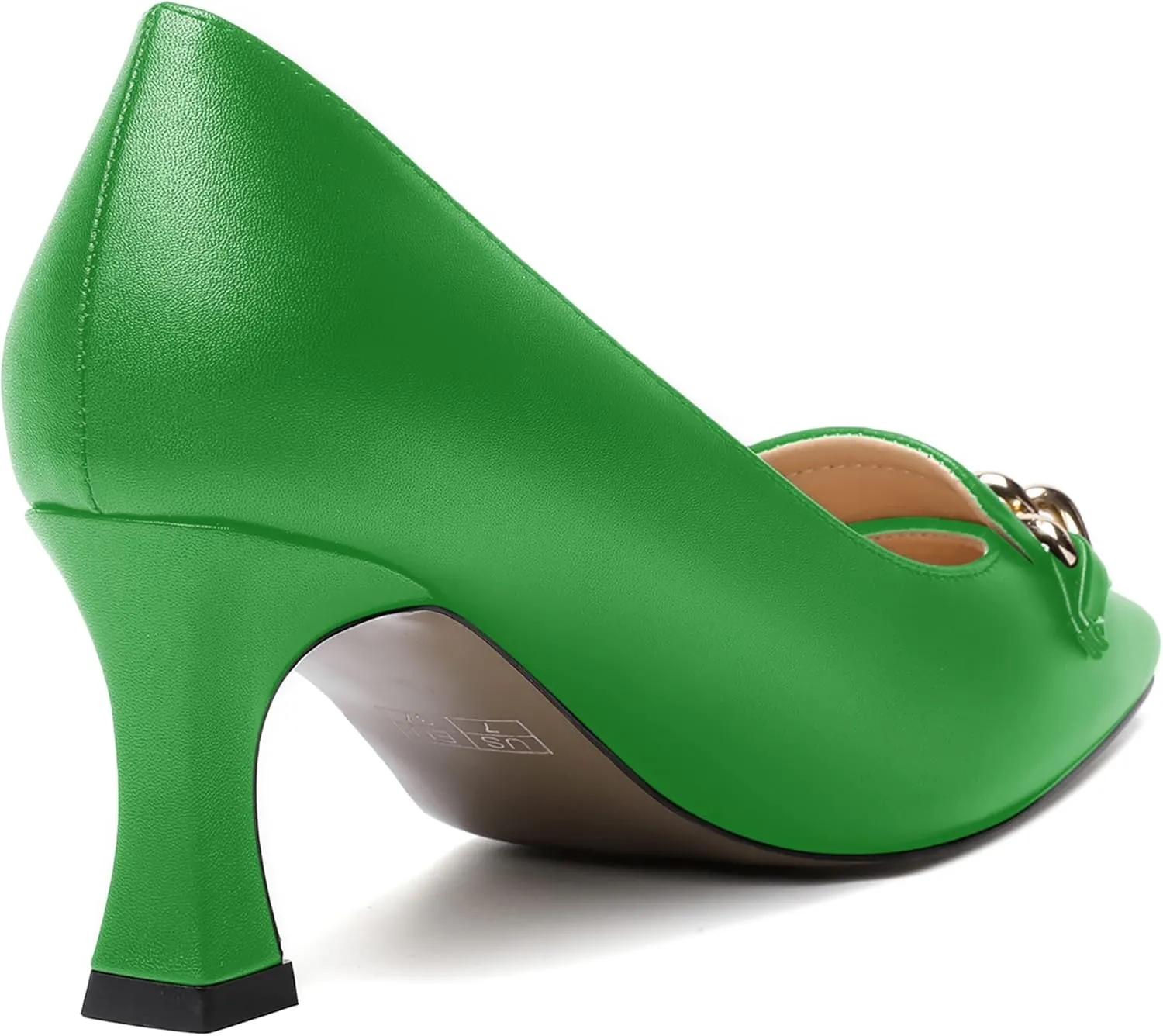 SHOWFOREST Womens Slip On Solid Square Toe Fashion Matte Metal Business Spool Mid Heel Pumps Shoes 2.5 Inch