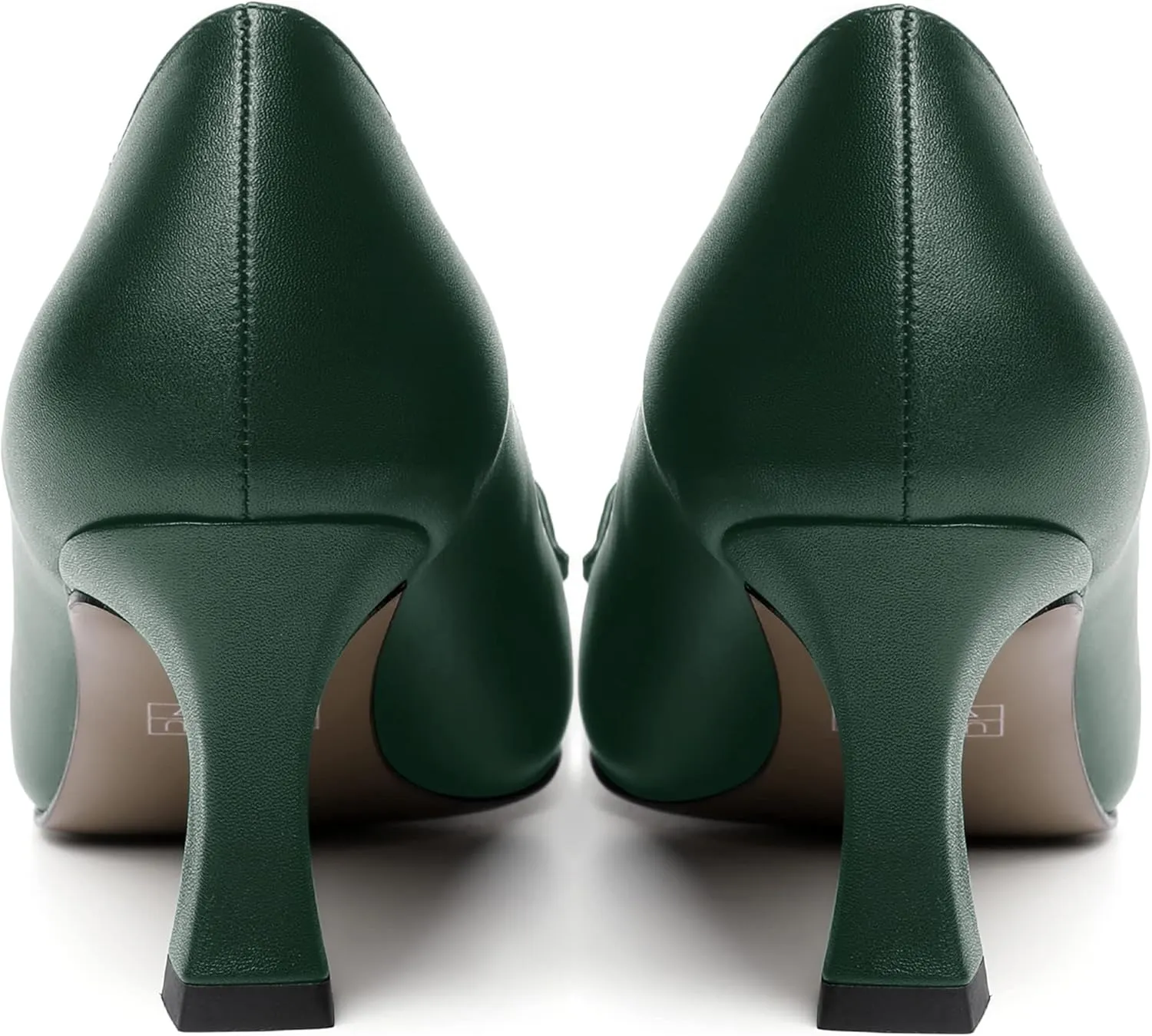 SHOWFOREST Womens Slip On Solid Square Toe Fashion Matte Metal Business Spool Mid Heel Pumps Shoes 2.5 Inch