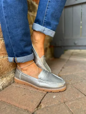 Silver Leather Loafer