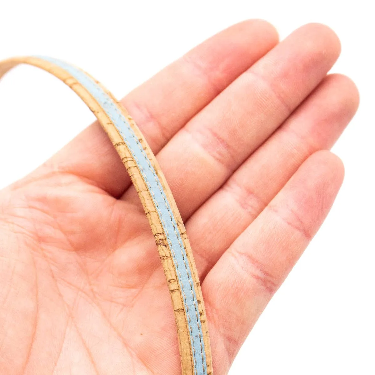 Sky blue with natural flat 10mm cork cord COR-442(10meters)