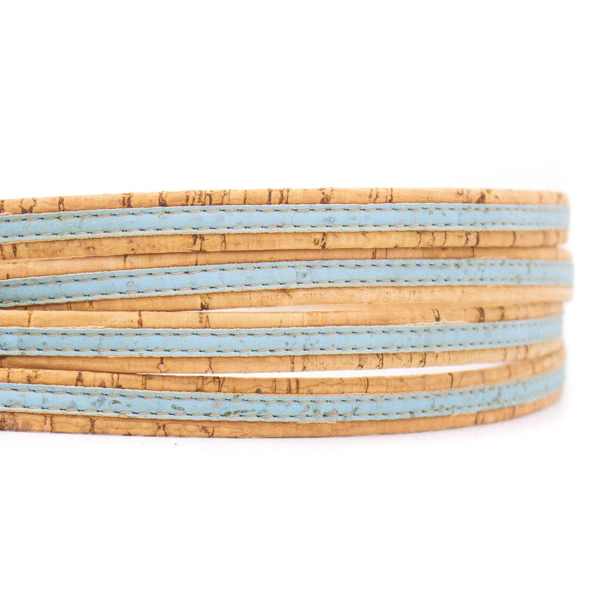 Sky blue with natural flat 10mm cork cord COR-442(10meters)