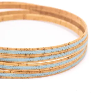 Sky blue with natural flat 10mm cork cord COR-442(10meters)