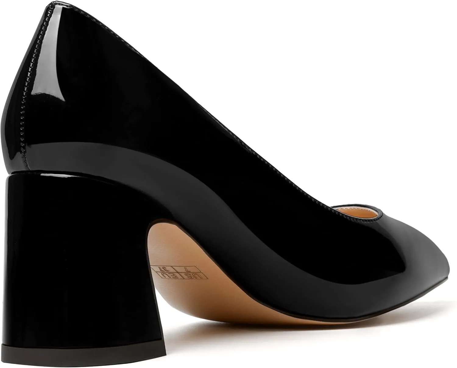 SKYSTERRY Womens Slip On Evening Cute Pointed Toe Patent Block Mid Heel Pumps Shoes 2.5 Inch