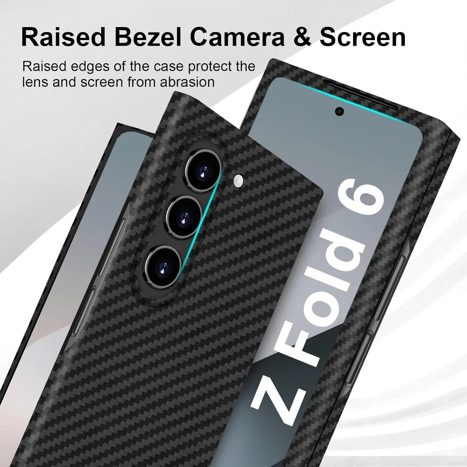 Slim and Thin Carbon Fiber Case Compatible with Samsung Galaxy Z Fold 6, 1500D Aramid Fiber Z Fold6 Cover for Men and Women, Supports Wireless Charging, Matte Black Gray