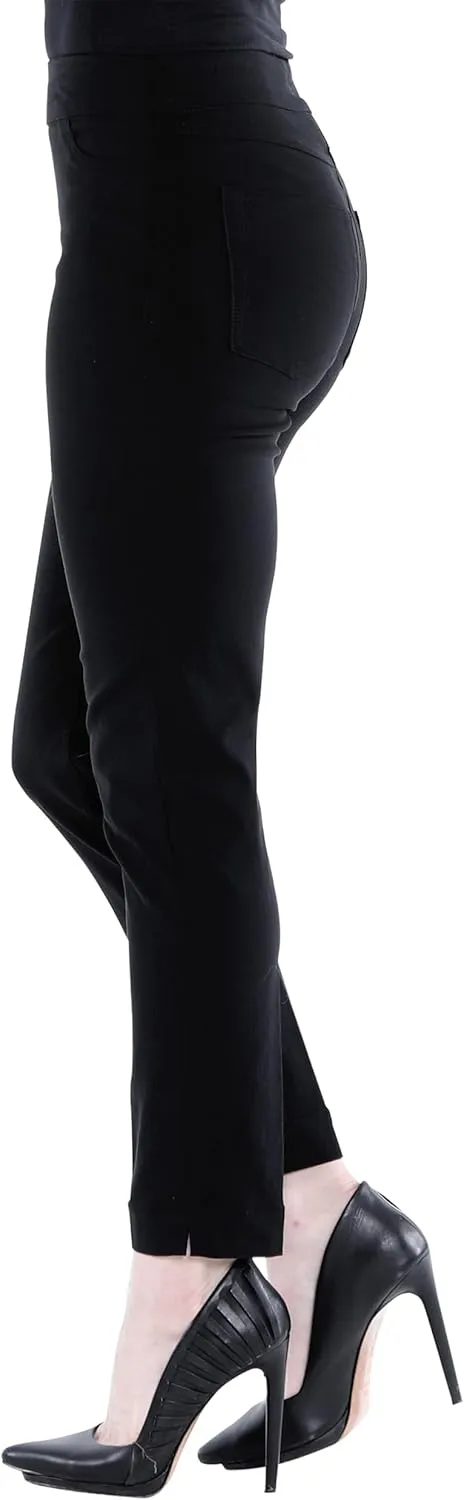 SLIM-SATION Women's Wide Band Ankle Pant Pull-on Pant with Tummy Control
