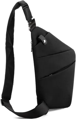 Sling Crossbody Bags Anti-thief Slim Personal Flex Bag Safe Purse Bags for Women Men Waterproof (Black, Left)