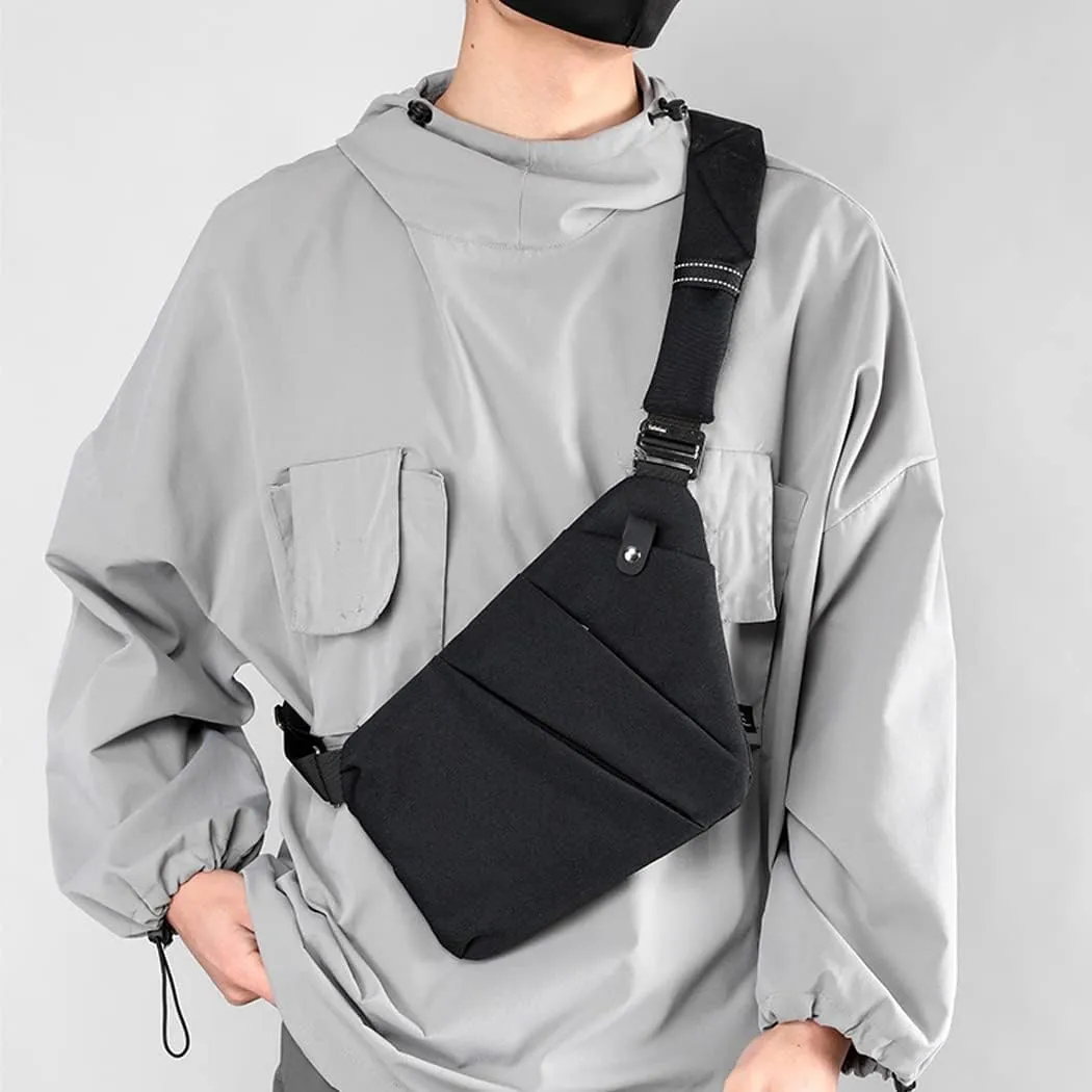 Sling Crossbody Bags Anti-thief Slim Personal Flex Bag Safe Purse Bags for Women Men Waterproof (Black, Left)