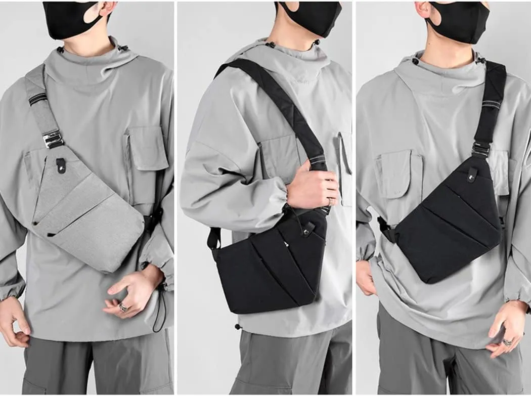 Sling Crossbody Bags Anti-thief Slim Personal Flex Bag Safe Purse Bags for Women Men Waterproof (Black, Left)