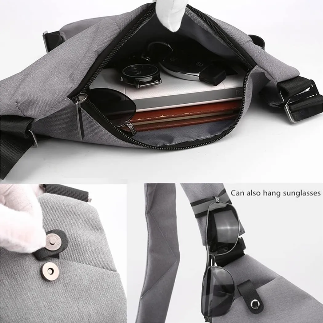 Sling Crossbody Bags Anti-thief Slim Personal Flex Bag Safe Purse Bags for Women Men Waterproof (Black, Left)