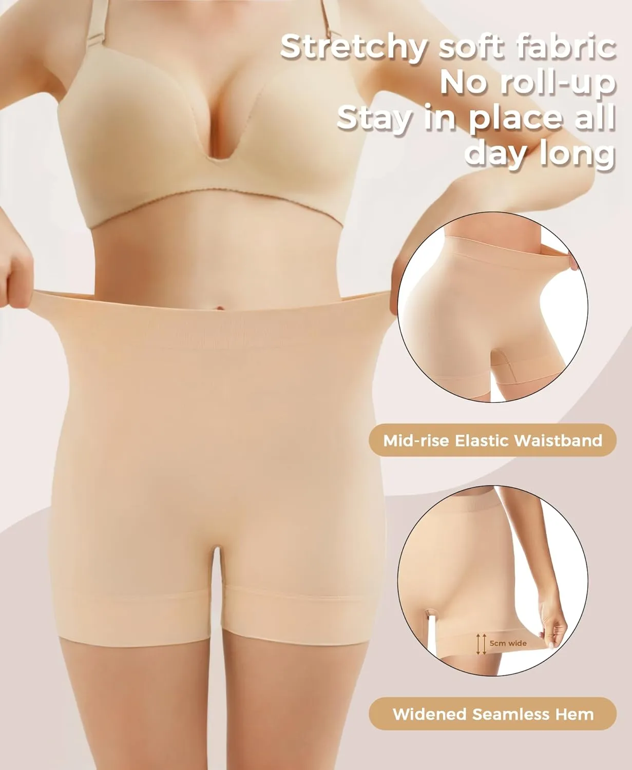 Slip Shorts for Women Under Dresses, Seamless Anti Chafing Shorts Summer, Biker Shorts for Women