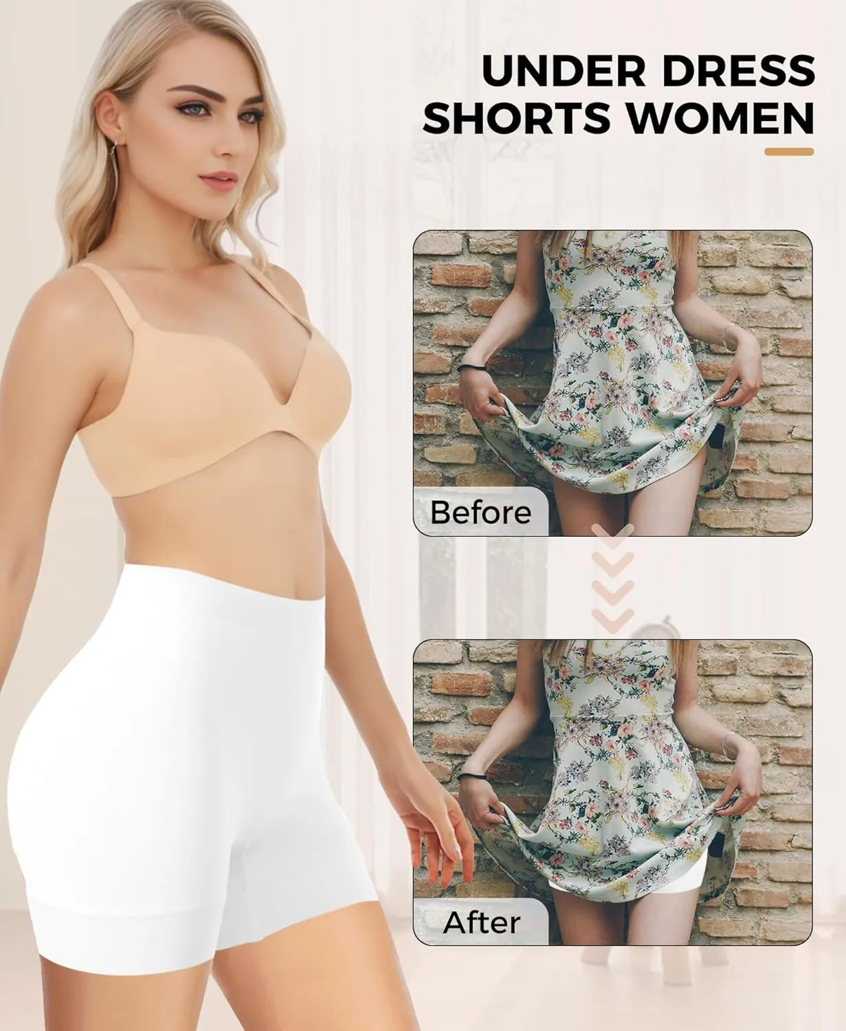 Slip Shorts for Women Under Dresses, Seamless Anti Chafing Shorts Summer, Biker Shorts for Women