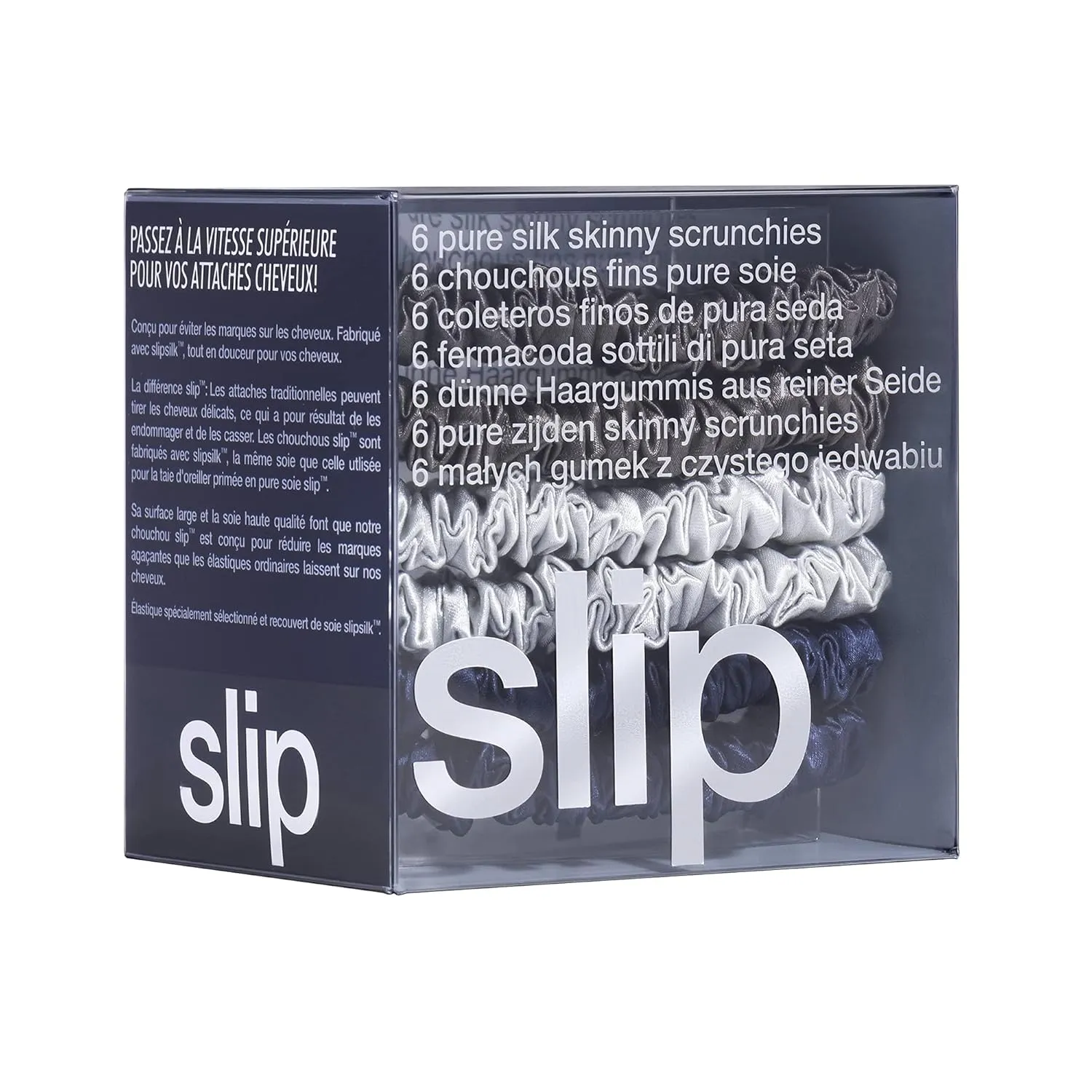 slip Skinnies The Midnight Collection | Pure Silk Skinny Scrunchies Set | 100% Mulberry Silk, Anti-Crease, Ultra Soft, Gentle on Hair, Prevents Breakage | Set of 6, Stylish & Durable