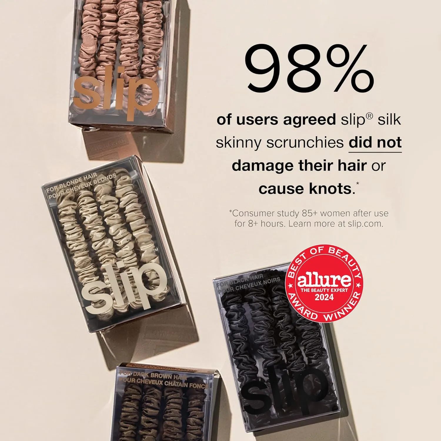 slip Skinnies The Midnight Collection | Pure Silk Skinny Scrunchies Set | 100% Mulberry Silk, Anti-Crease, Ultra Soft, Gentle on Hair, Prevents Breakage | Set of 6, Stylish & Durable
