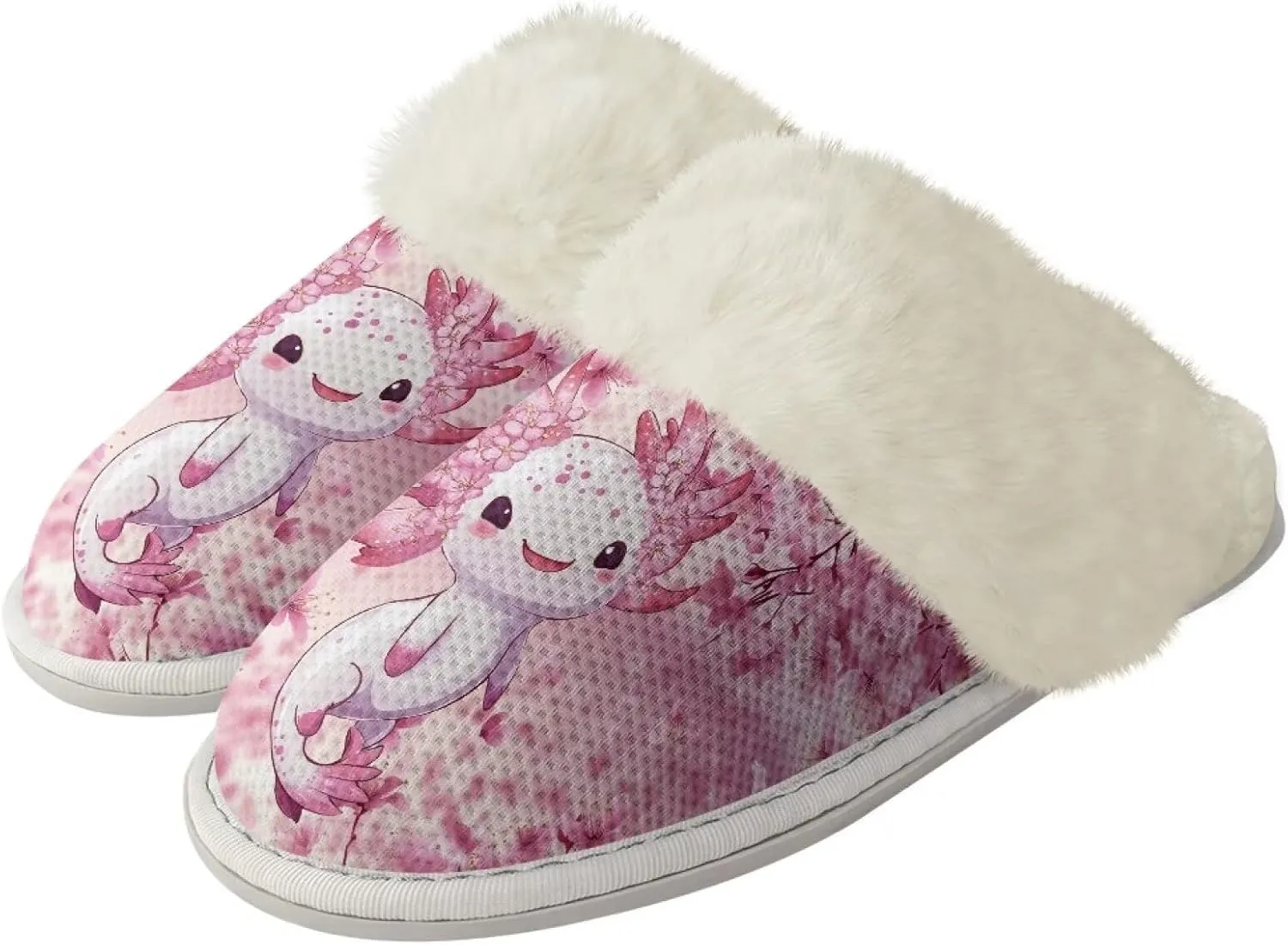 Slippers For Women Indoor And Outdoor, Anti-Slip Sole Fluffy Slippers Flannel Lined Slippers with Fur Edges