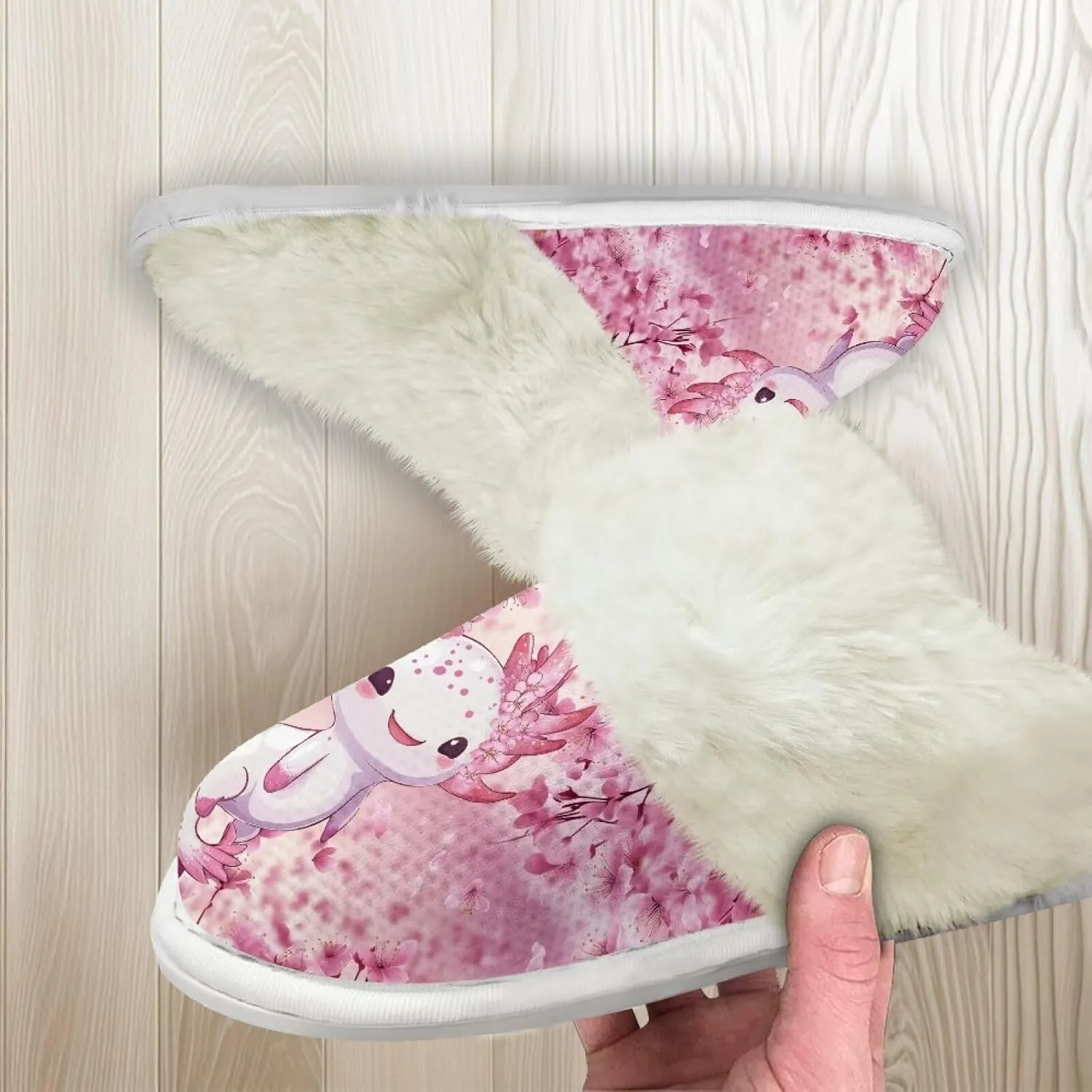 Slippers For Women Indoor And Outdoor, Anti-Slip Sole Fluffy Slippers Flannel Lined Slippers with Fur Edges