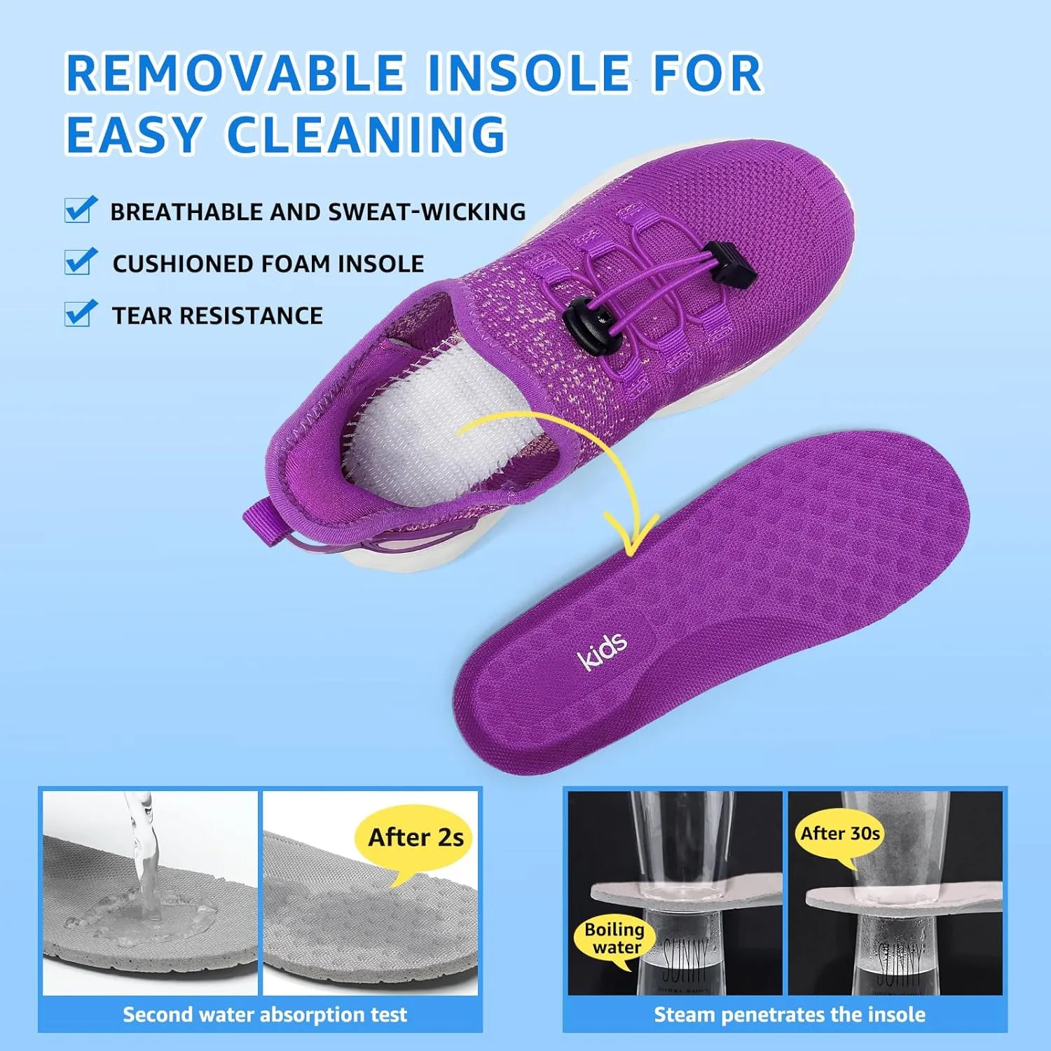 Sneakers for Boys Slip on Sneakers Girls School Tennis Gym Athletic
