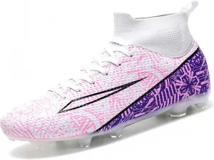 Soccer Cleats for Mens Womens Turf Soccer Shoes Indoor Footall Cleats High Ankle TF AG FG Football Boots Wide Training Sneaker