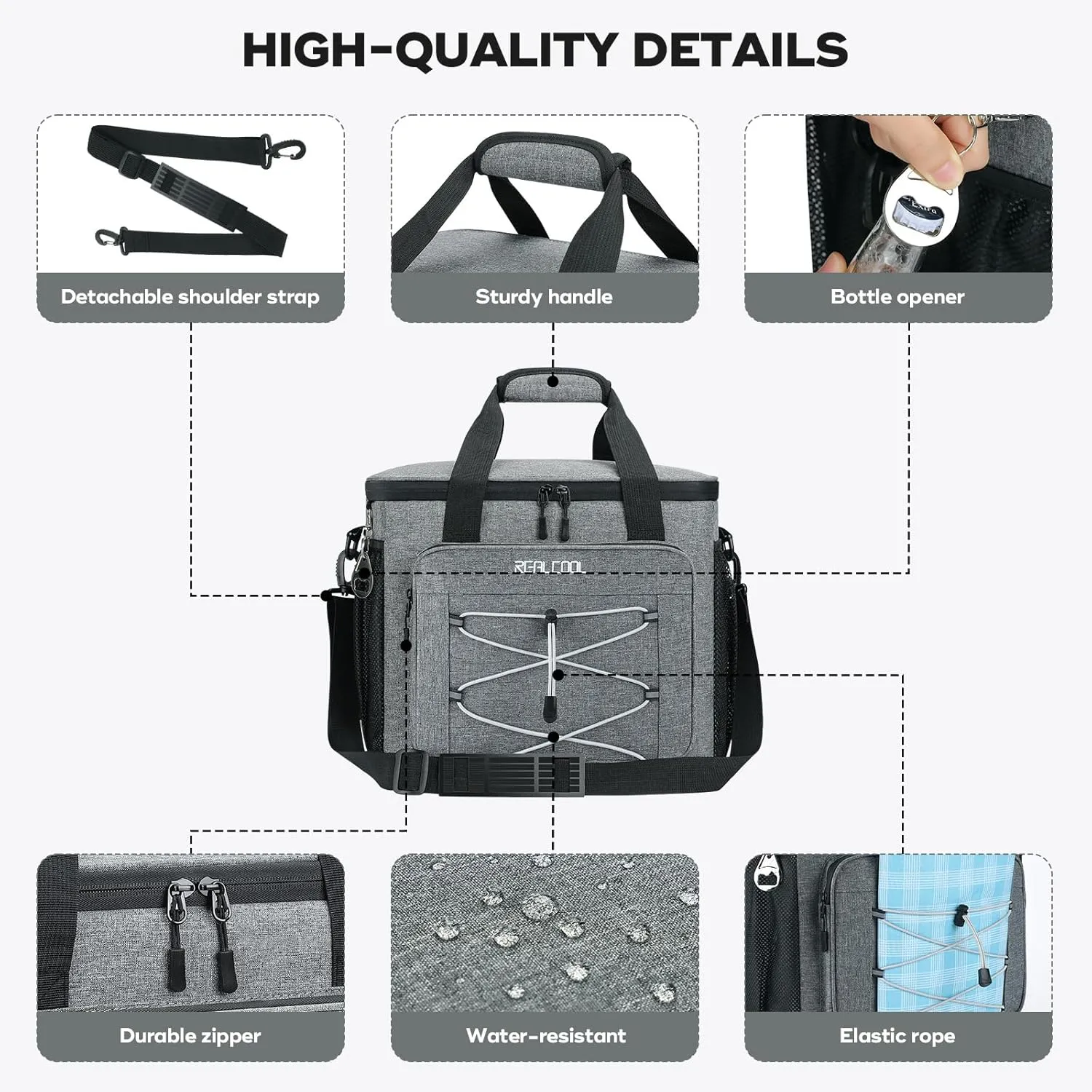 Soft Cooler Bag 35/45Can, Collapsible Cooler Insulated Leak Proof, Large Lunch Box for Men Women, Soft-Sided Cooler for Picnic, Grocery, Beach, Camping, Travel
