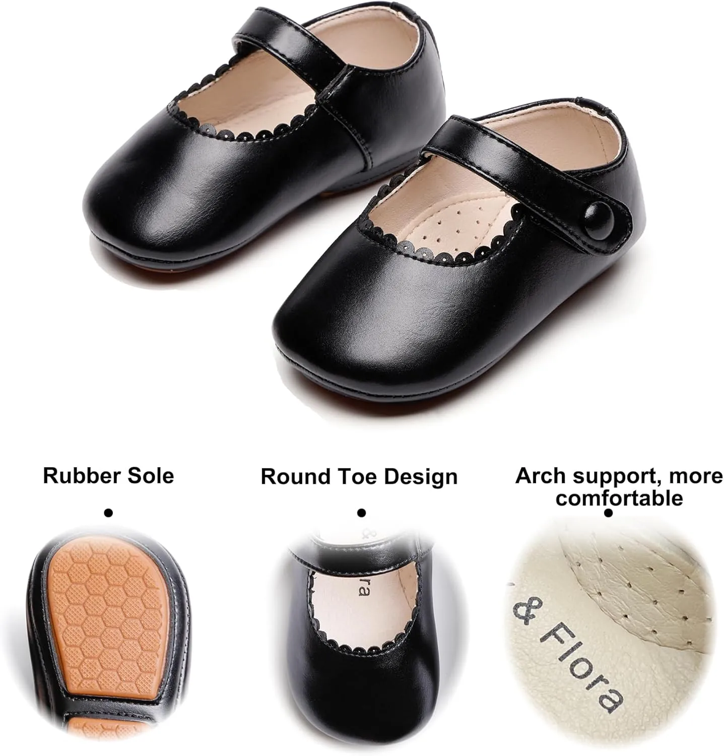 Soft Sole Baby Dress Shoes - Infant Baby Walking Shoes Moccasinss Rubber Sole Crib Shoes.