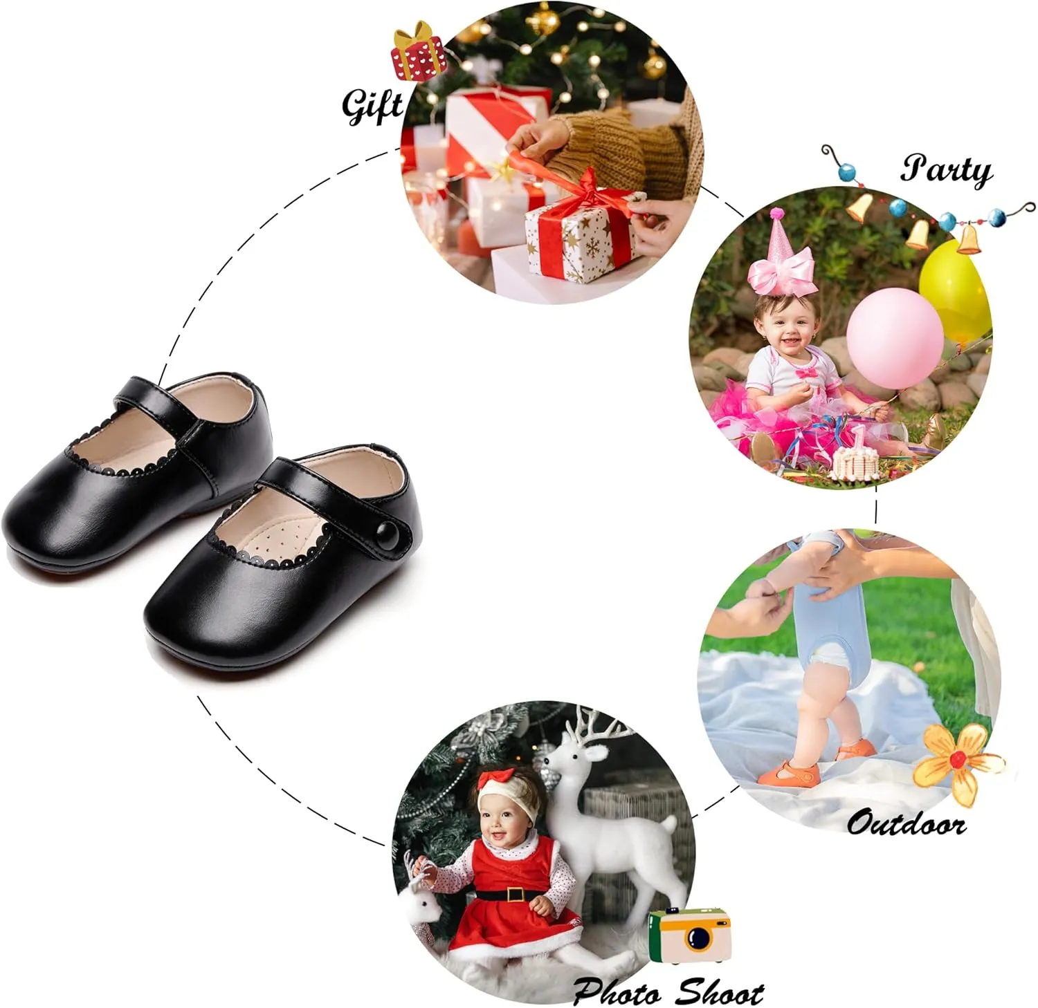 Soft Sole Baby Dress Shoes - Infant Baby Walking Shoes Moccasinss Rubber Sole Crib Shoes.