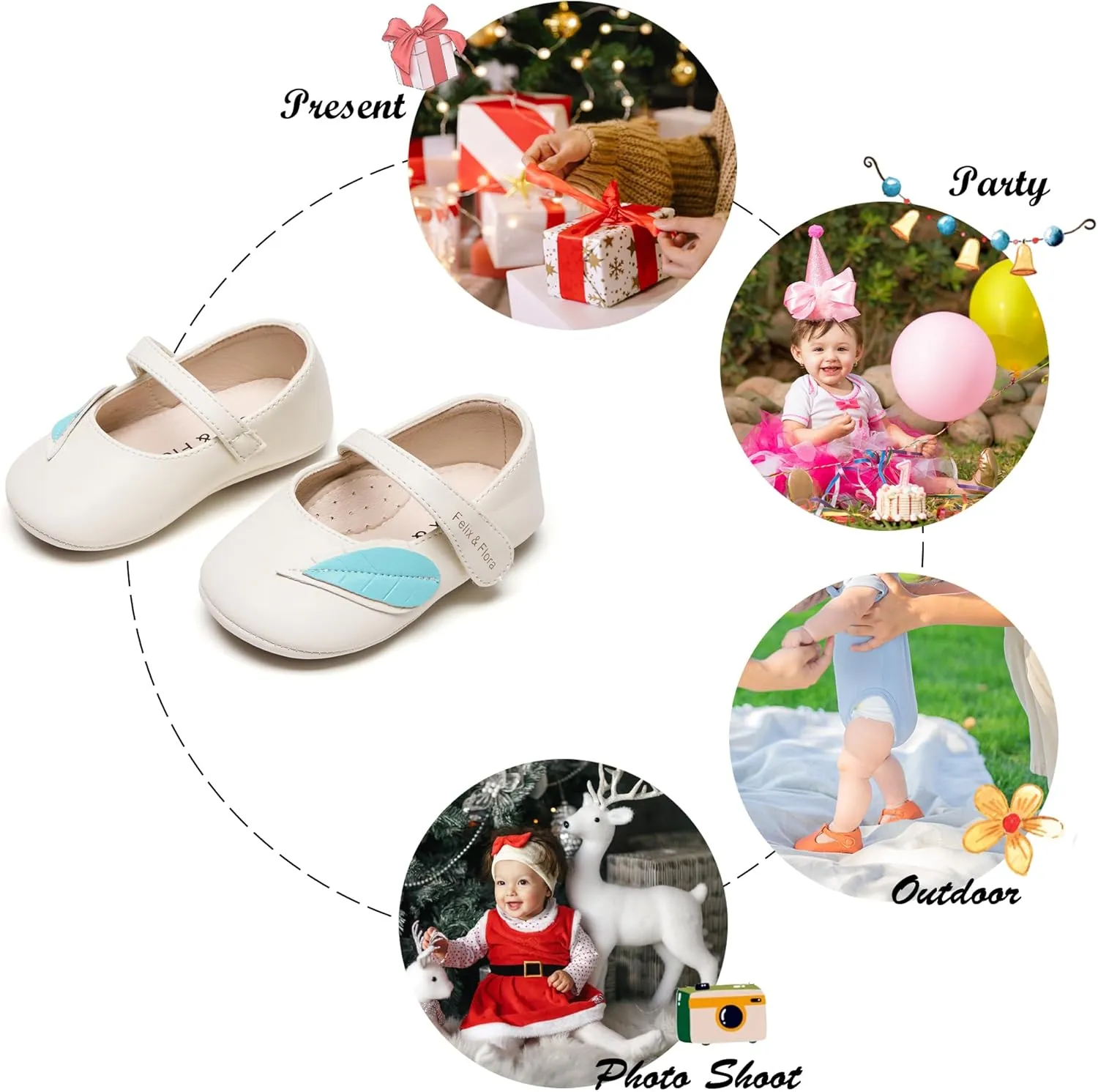Soft Sole Baby Dress Shoes - Infant Baby Walking Shoes Moccasinss Rubber Sole Crib Shoes.