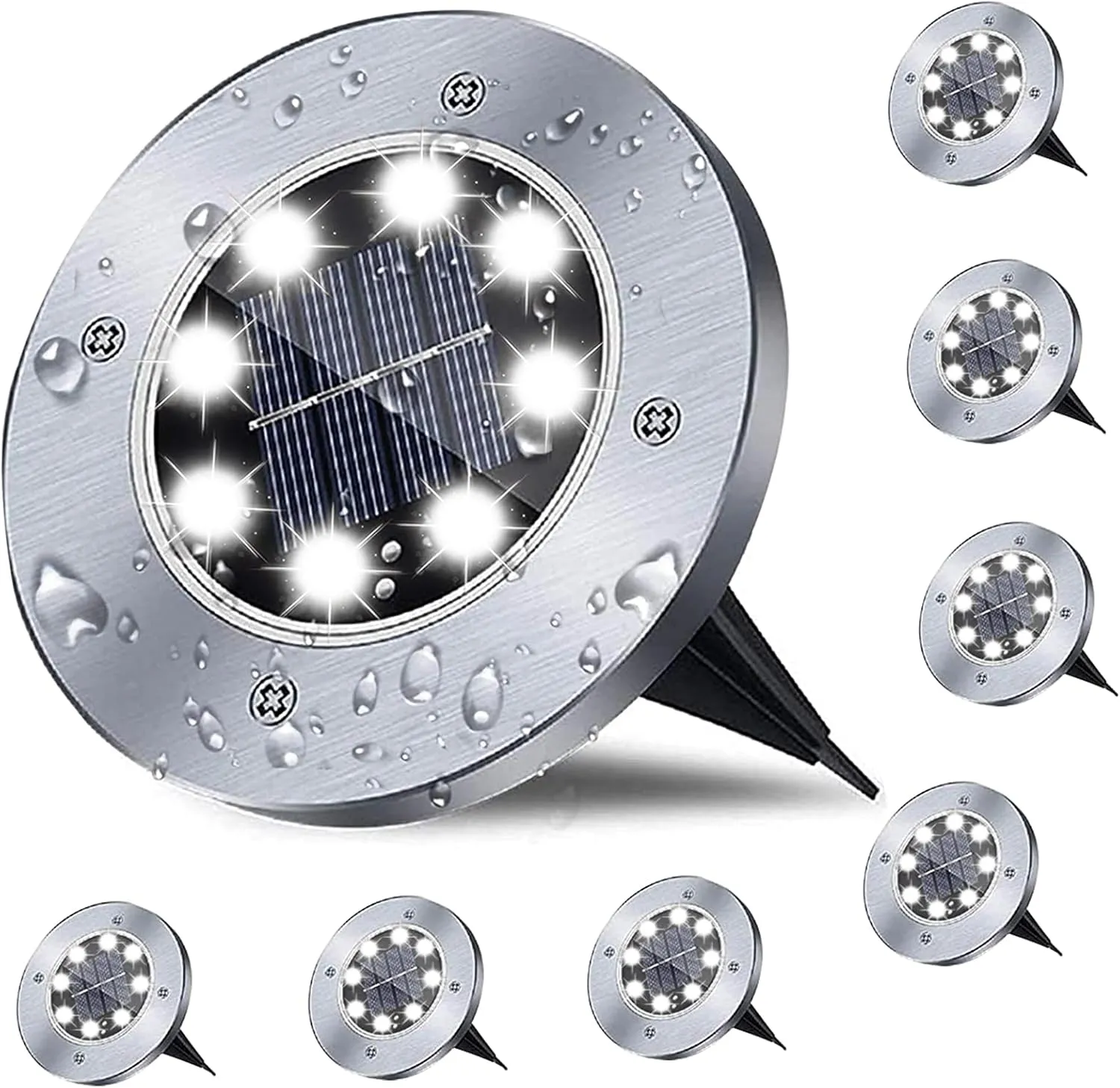 Solar Ground Light, Waterproof Solar Garden Lights, Upgraded Outdoor Garden Waterproof Bright in-Ground Light, Landscape Lights for Pathway,Yard,Deck,Lawn,Patio,Walkway (8 Pack White Lights)