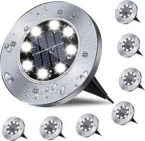 Solar Ground Light, Waterproof Solar Garden Lights, Upgraded Outdoor Garden Waterproof Bright in-Ground Light, Landscape Lights for Pathway,Yard,Deck,Lawn,Patio,Walkway (8 Pack White Lights)