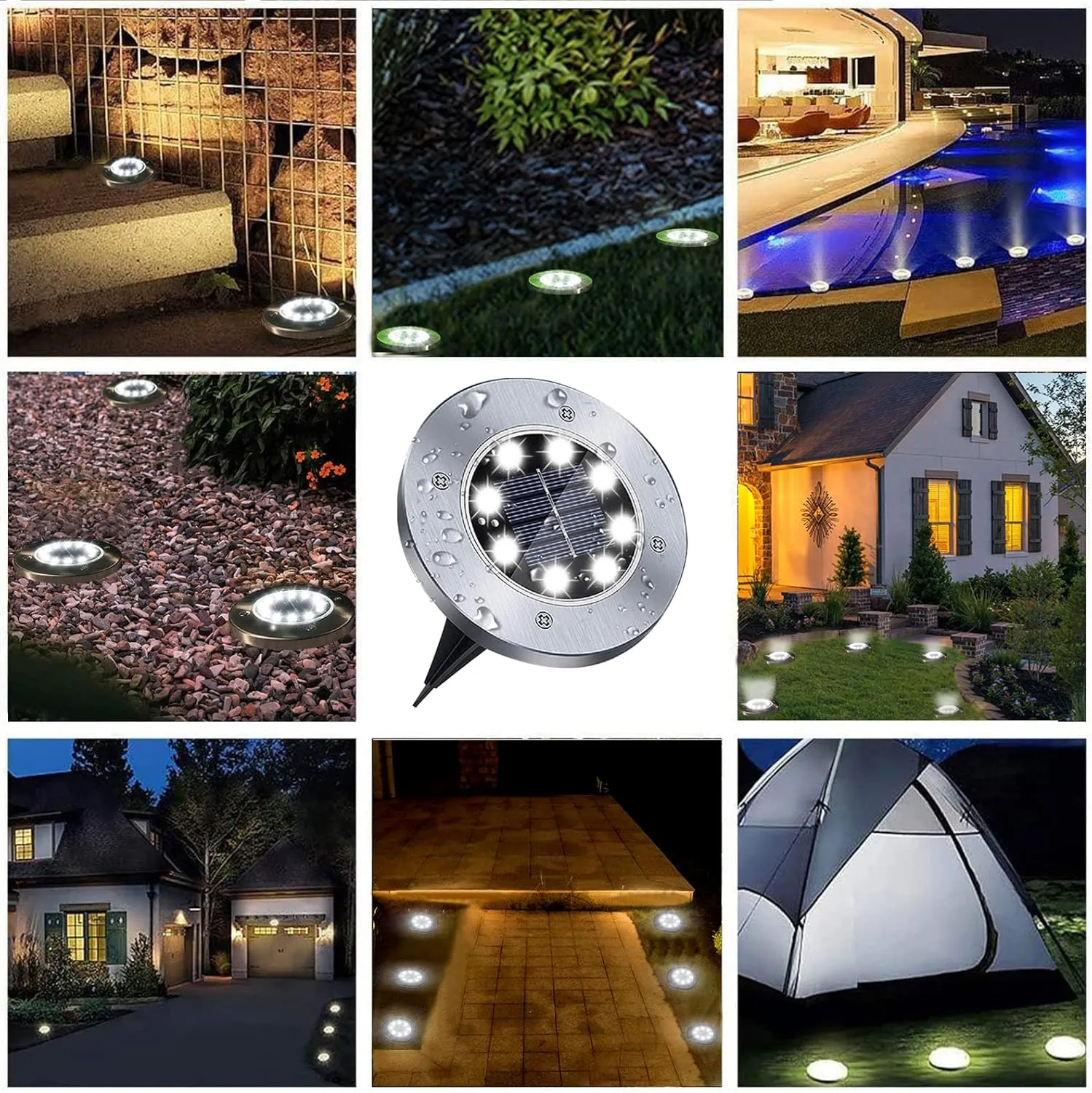 Solar Ground Light, Waterproof Solar Garden Lights, Upgraded Outdoor Garden Waterproof Bright in-Ground Light, Landscape Lights for Pathway,Yard,Deck,Lawn,Patio,Walkway (8 Pack White Lights)