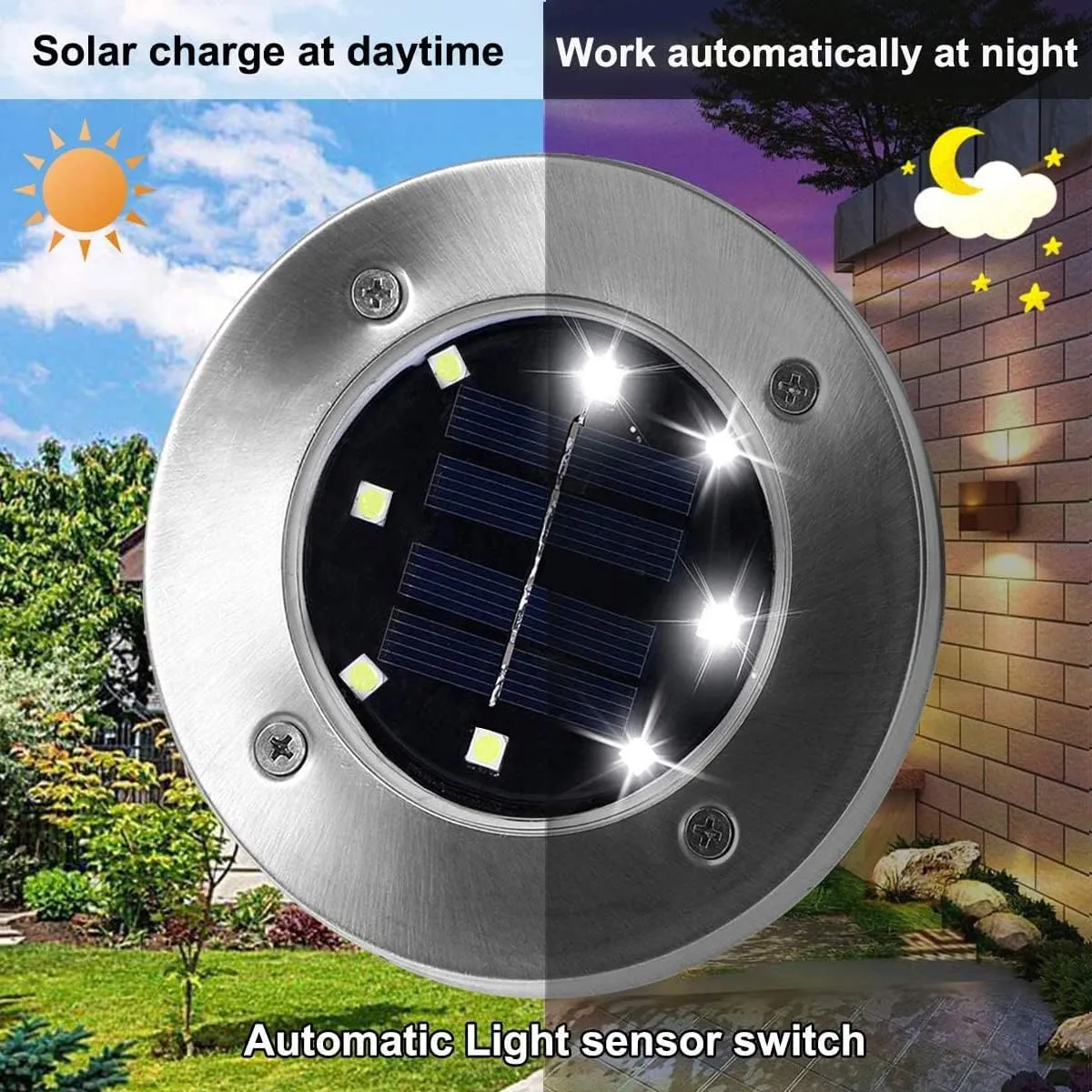 Solar Ground Light, Waterproof Solar Garden Lights, Upgraded Outdoor Garden Waterproof Bright in-Ground Light, Landscape Lights for Pathway,Yard,Deck,Lawn,Patio,Walkway (8 Pack White Lights)