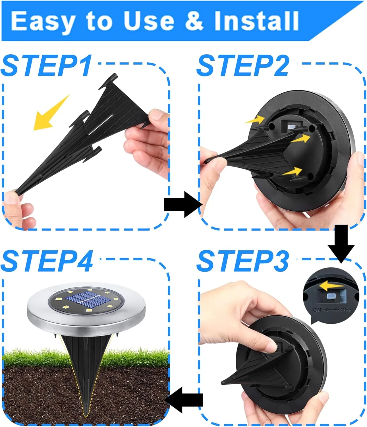 Solar Ground Lights, Waterproof Solar Garden Lights, Upgraded Outdoor Garden Waterproof Bright in-Ground Lights, Landscape Lights for Pathway,Yard,Deck,Lawn,Patio,Walkway (16 Pack Warm Light)