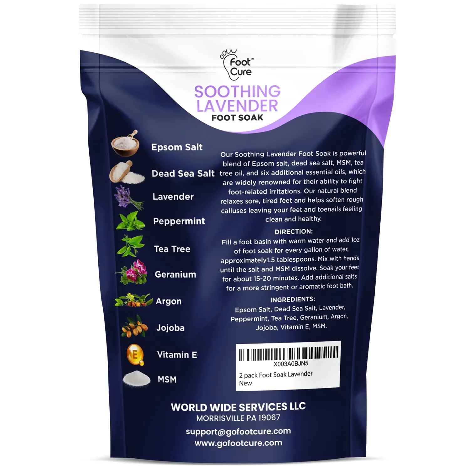 Soothing Lavender Foot Spa with Epsom Salt Bath Soak – Pedicure Foot Soak Tub & Foot Massager Spa – Relaxing Foot Scrubber & Dead Skin Remover – Ionic Foot Bath Detox for Foot Care & Soaking