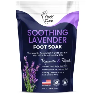 Soothing Lavender Foot Spa with Epsom Salt Bath Soak – Pedicure Foot Soak Tub & Foot Massager Spa – Relaxing Foot Scrubber & Dead Skin Remover – Ionic Foot Bath Detox for Foot Care & Soaking
