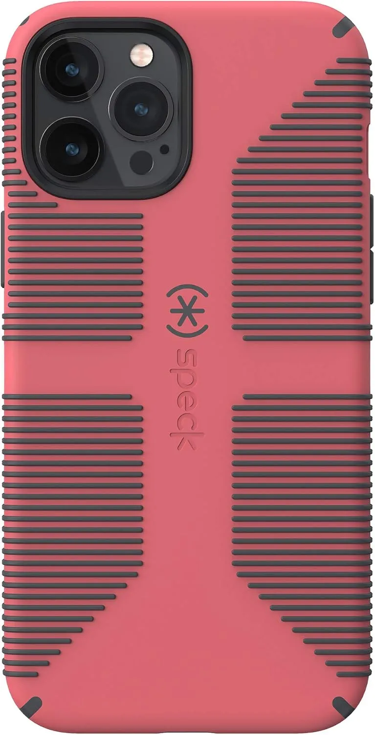 Speck Products CandyShell Pro Grip iPhone 12 Pro Max Case, Raspberry Kiss Red/Slate Grey (137609-9240)